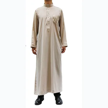 2023, мюсюлмански халат копчета, ислямски мъжки халат с висока яка и дълги ръкави, монофонични свободен халат в пакистанския арабски национален стил