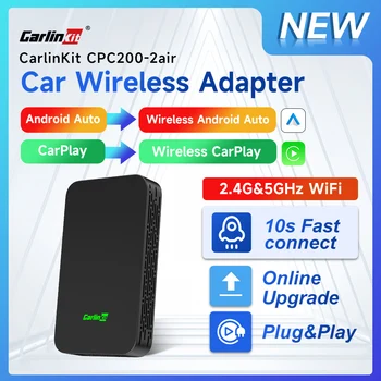 2air CarlinKit 5,0 Безжична Apple CarPlay Безжичен Android Auto Box 2,4 G и 5,8 Ghz WiFi BT Свързване Plug & Play За кабелна автомобили AA CP