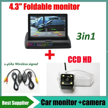 3в1 2.4 G безжичен сигнал + CCD HD за Mazda Mazda 2 3 MAZDA2 MAZDA3 Автомобили Резервната камера за задно виждане + огледало за автомобилен монитор