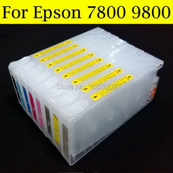 8 бр./лот, висококачествен празен мастило касета за Epson Stylus Pro 7800 9800, с възможност за нулиране на чипове