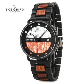 BOBO BIRD Луксозни маркови дървени, метални часовници със стилен дисплей за дата Relogio Masculino Подарък директна доставка на U-R30S01