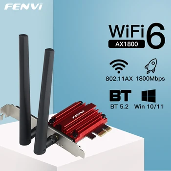 Wi-Fi 6 1800 Mbps Bluetooth 5,2 двойна лента 2,4 G/5 Ghz 802.11 AX WiFi Карта, Мрежов Адаптер PCI-E безжичен Адаптер за карта Windows10/11 БР.