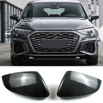 Автомобили на капака на огледалото за обратно виждане, изработени от въглеродни влакна покриване на страничните огледала Резервни части за A3 S3 RS 2021-2023 автоаксесоари автомобил с ляв
