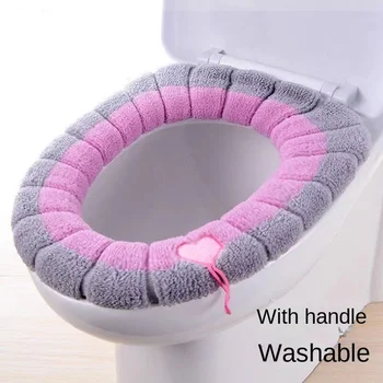 Вязаный калъф за седалката на тоалетната на О-образен тип, дебели за измиване, моющийся, карикатура, домашен