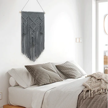 Гоблен от памучни въжета ръчно изработени аксесоари за гоблени ресни Бобо, декорация на стените в спалнята в скандинавски стил в общежитието