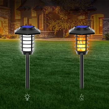 Динамично моделиране на слънчева светлина за косене на трева, лампи, с пламък в двора на улична led лампа за ландшафтен дизайн в градината, вила