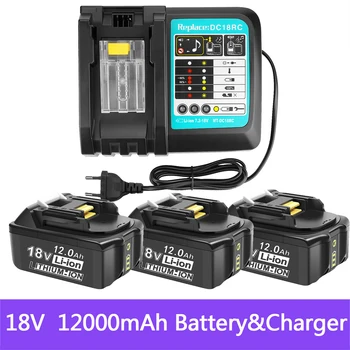 За Makita 18 12000 mah Акумулаторна Мощност Инструменти Батерия с LED Литиево-йонна батерия Подмяна на LXT BL1860B BL1860 BL1850 + 3A Зарядно Устройство