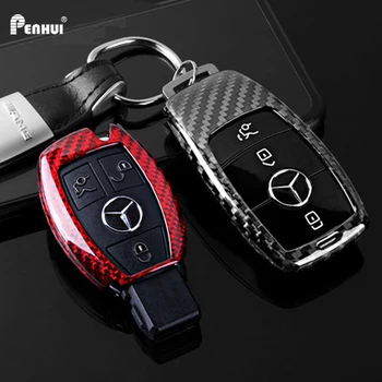 Калъф за автомобилни ключове от Въглеродни Влакна за Mercedes Benz A B C E S GL GLA GLK CLS Class AMG W204 W205 W212 W463 W176 Държач за ключове