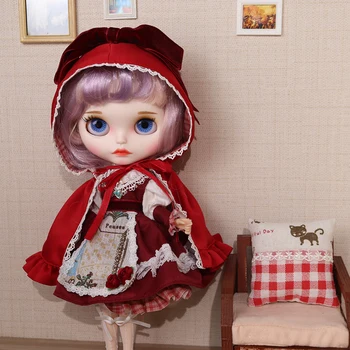 Комплект кукли ICY DBS Blyth Червената Шапчица с нос, комплект дрехи за момичета от аниме 1/6 BJD OB24