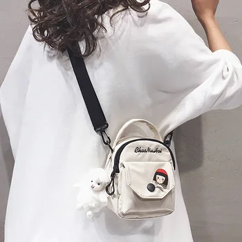 Нова лятна универсална женска мини чанта, изработена от брезент премиум-класа през рамо, малка квадратна чанта