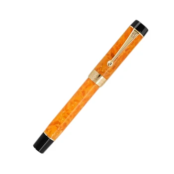 Писалка от смола Jinhao 100 Centennial с оранжеви писалка базирани на върха Iridum F със златен клипс за конвертора, офис консумативи за бизнеса, подаръци химикалки за писане