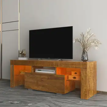 Поставка за телевизор с led подсветка RGB, тв шкаф, развлекателен център, гланц телевизионен конзола маса за телевизори до 55 