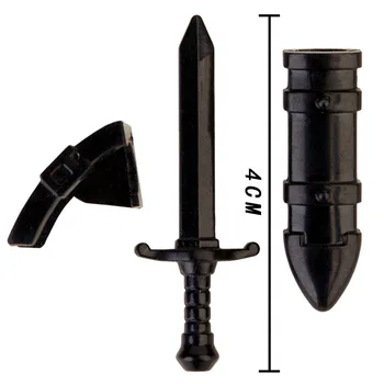 Средновековно оръжие Ti на мон за мини-кукли 4 см, меч, жезъл, MOC, градивни елементи, тухлени играчки за деца, момчета права