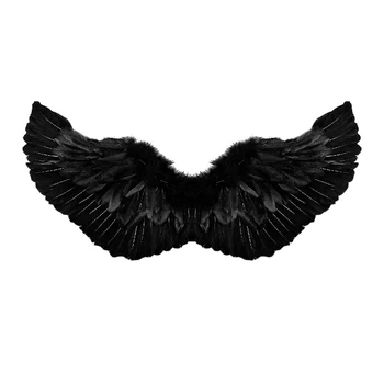 Страхотни крила за възрастни, луксозни криле от пера с еластични джапанки, аксесоар за Хелоуин костюм за жени, момичета, юноши