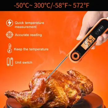 Хранително-вкусовата термометър с LCD дисплей, машина за висока точност водоустойчив хранително-вкусовата термометър с задно осветен LCD дисплей за барбекю, кухненски печене на закрито